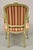 Vintage French Louis XV Style Green & Pink Painted Arm Chair W/ Striped Fabric For Sale - Image 10 of 12