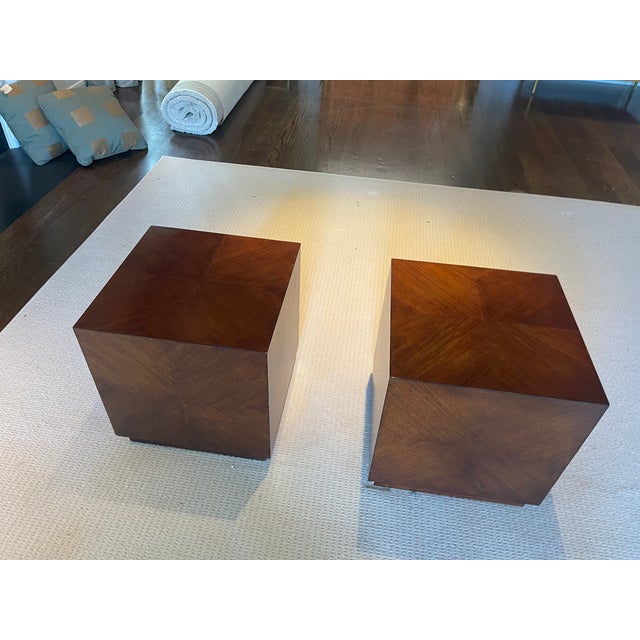 Vintage Mitchell Gold Style Cube Side Tables—A Pair For Sale In New York - Image 6 of 12