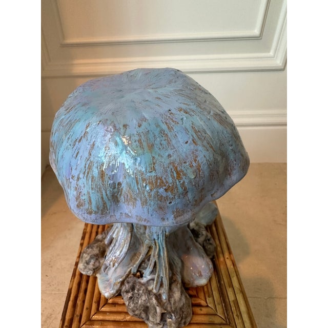 Sky Blue Vintage Signed 1970’s Ceramic Brutalist Sculpture For Sale - Image 8 of 17