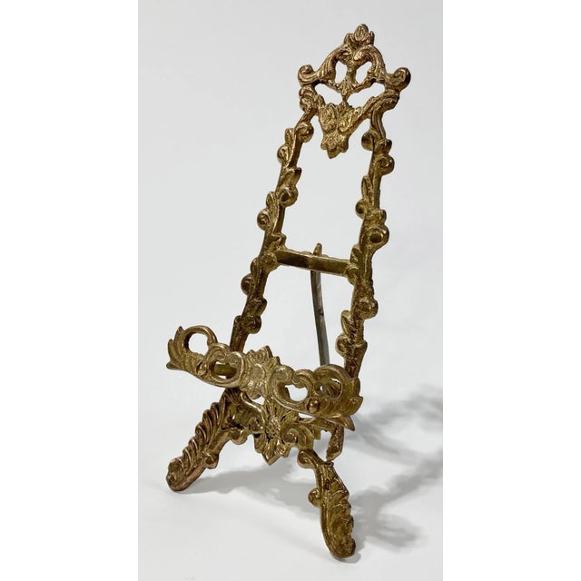 Vintage Victorian Style Brass Filigree Table Easel For Sale - Image 4 of 7
