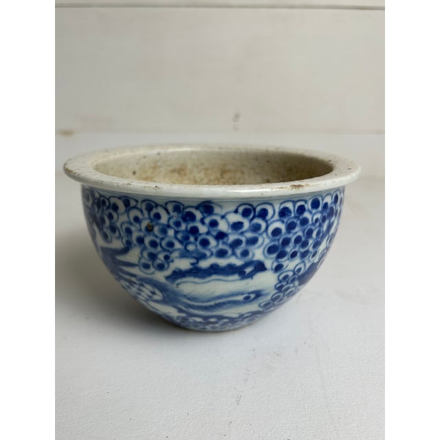 Chinese Antique Chinese Blue and White Jardiniere For Sale - Image 3 of 4