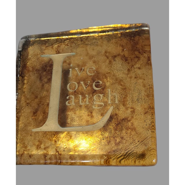 This vintage paperweight is a beautiful piece of art glass, crafted in the late 20th century in the Blenko style. The gold...