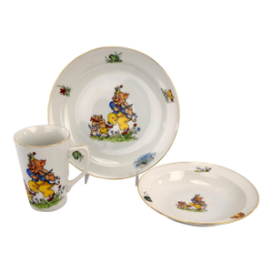 Vintage Toscport Czechoslovakia China Three Little Pig Dish Set Place Setting