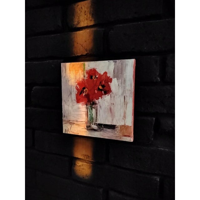 Natalia Vypritskaia, Poppies in a Glass Vase, Oil on Canvas For Sale - Image 6 of 8