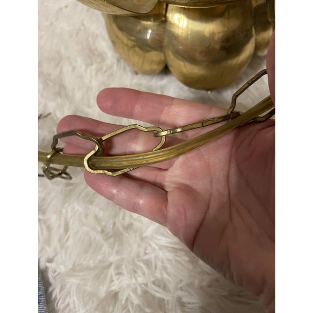 Brass Vintage Plug in Light Chandelier Brass Feldman Lotus Flower Pendant Mid Modern For Sale - Image 8 of 15