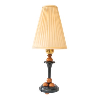 Wood Table Lamp with Fabric Shade, Vienna, Austria, 1950s For Sale