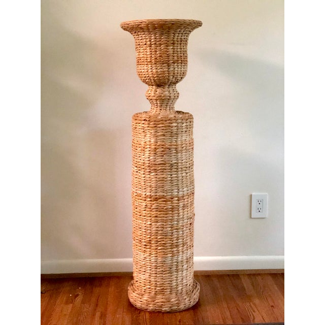 Vintage Rattan Urn Shaped Pedestal Plant Stand Chairish