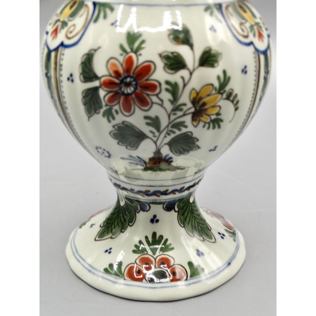 Dutch Hand Painted Royal Delft Chinoiserie Polychrome Vase For Sale - Image 6 of 8