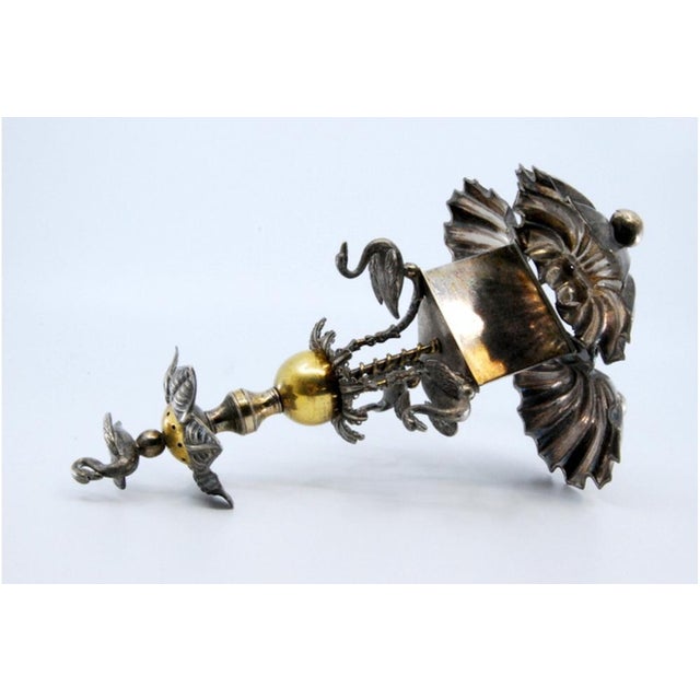 Silver Toothpick Holder with Three Shell-Shaped Holders For Sale - Image 3 of 12