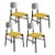 Aqua Bokken Upholstered Chairs in Black & Silver with Yellow Seats by Colé Italia, Set of 4 For Sale - Image 8 of 8