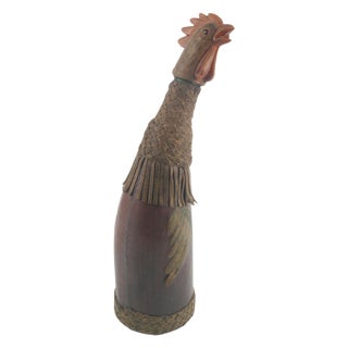 Vintage Brown Glass and Leather Bottle 1950s For Sale