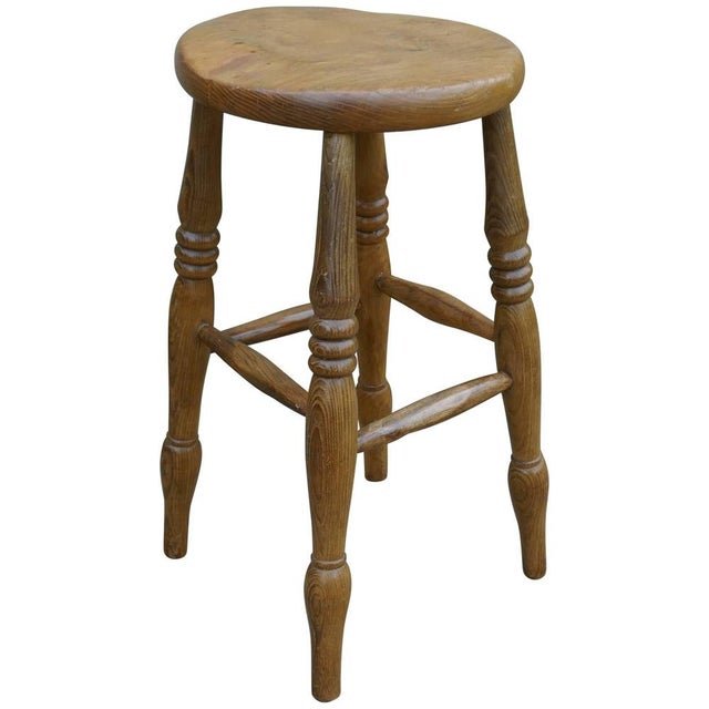 Victorian Wooden Farmhouse Kitchen Stool, 1860s For Sale - Image 6 of 6