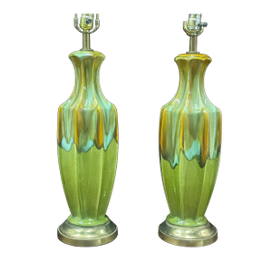 1960s Pair MCM Haeger Pottery Lamps