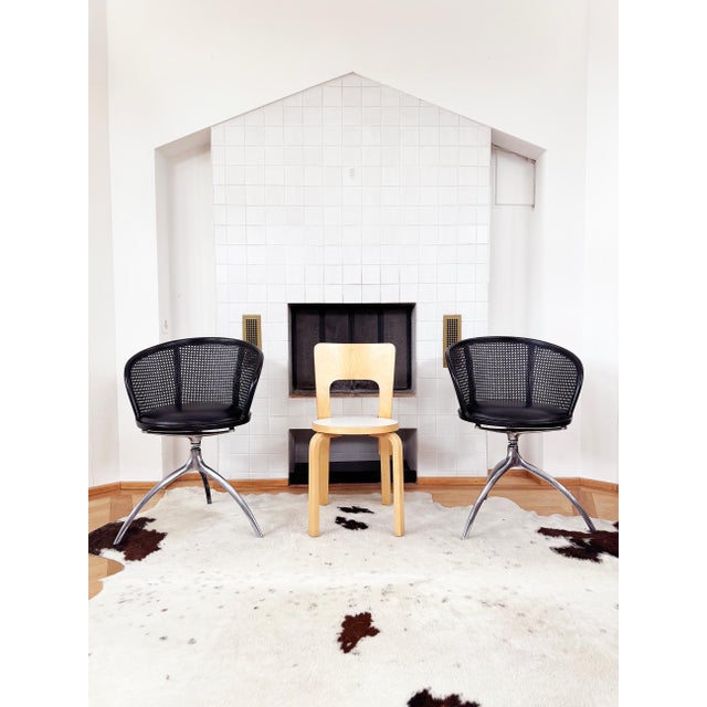 Pair Rizzatto Alias 901 Young Lady Chair W/ Black Seat & Cane Aluminum Frame-2pc (4 Avail.) For Sale - Image 10 of 16