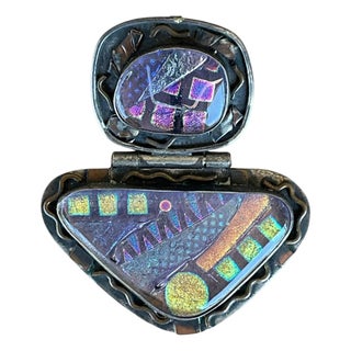 Vintage Hand Crafted 925 Dichoric Glass Pendant For Sale