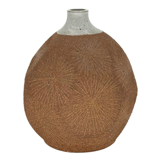 Robert Maxwell Mid-Century Sunburst Stoneware Bud Vase, 1960s For Sale