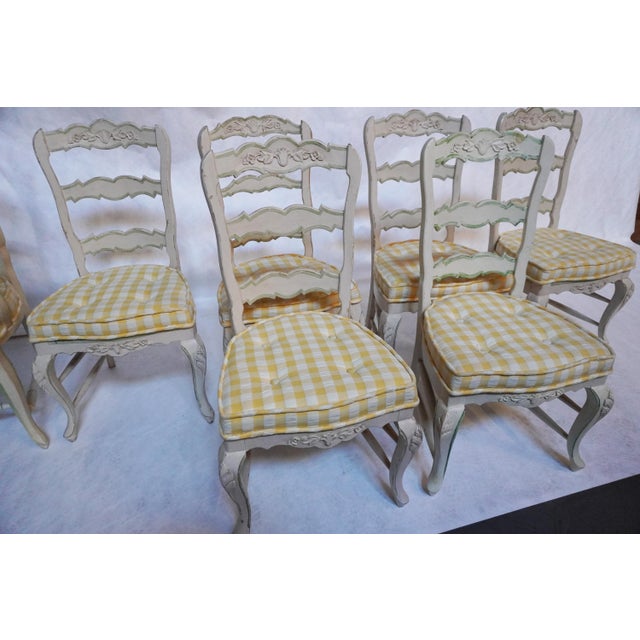 Set of 10 French Country Ladder Back Painted Chairs For Sale In Los Angeles - Image 6 of 18
