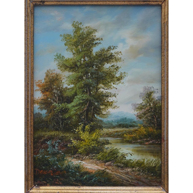 Paint 1980s Pair of Oil on Board Woodland Landscape Paintings - Signed For Sale - Image 7 of 15