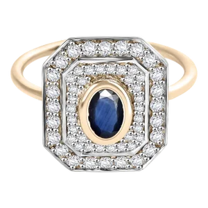 Halo Diamond Sapphire Stone Wedding Ring in 14k Gold Size 7