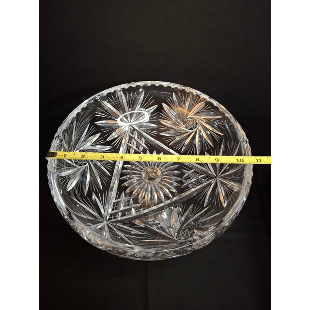 Antique Abp Cut Glass Pedestal Bowl Large 10.75 Centerpiece Compote Pinwheel Hobstar For Sale - Image 11 of 13
