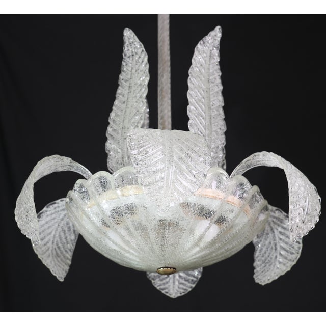 Transparent Elegant Art Deco Barovier E Toso Chandelier, Murano Glass, 1950s For Sale - Image 8 of 12