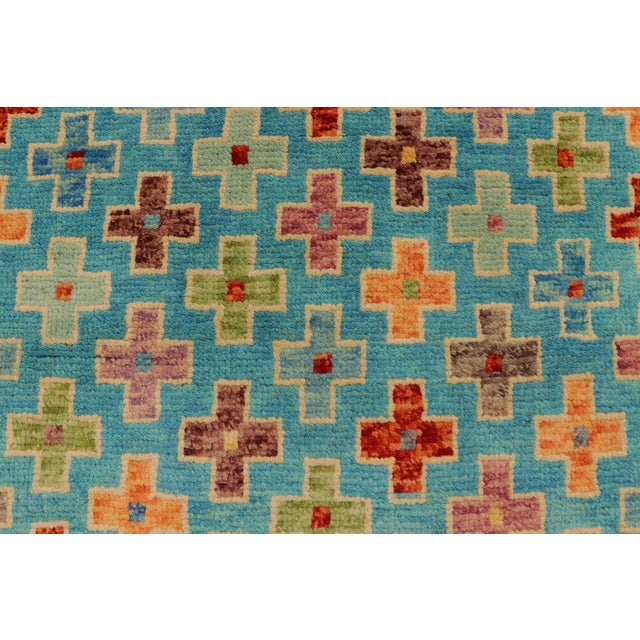 Boho Chic Balochi Blue/Rust Wool Rug - 3'4''x4'11'' For Sale In New York - Image 6 of 11