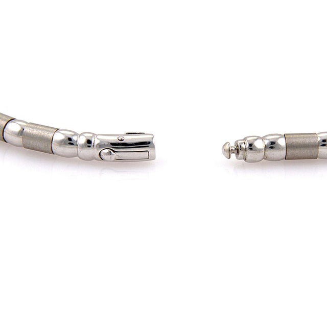 Late 20th Century Zancan Polished & Brushed 18k White Gold Necklace For Sale - Image 5 of 5