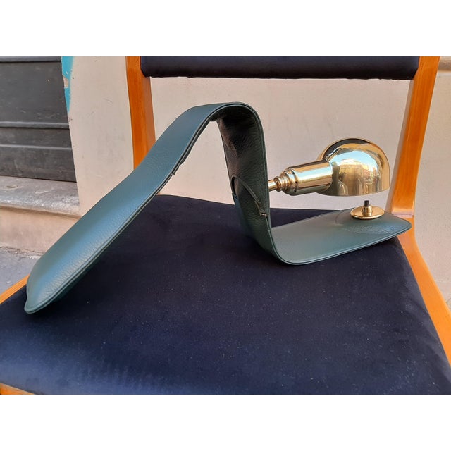 Metal Model LP01 Armchair Lamp in Dark Green, Polished Brass with Power Bank Charging by Luigi Caccia Dominioni for B&B Italia, 1990s For Sale - Image 7 of 12