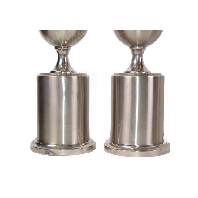 1970s Maison Barbier French Mid-Century Modern Two Spheres Table Lamps, 1970 - Pair For Sale - Image 5 of 10