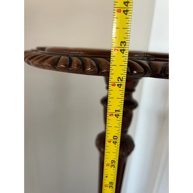 Brown Vintage Carved Mahogany Pedestal Plant Stand For Sale - Image 8 of 11