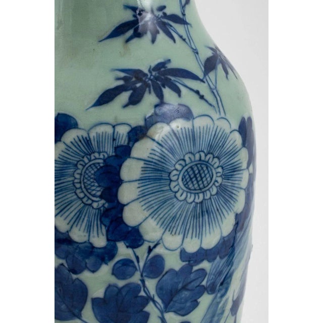 Early 20th Century Chinese Blue & White Porcelain Vase Mounted Lamp For Sale - Image 5 of 7
