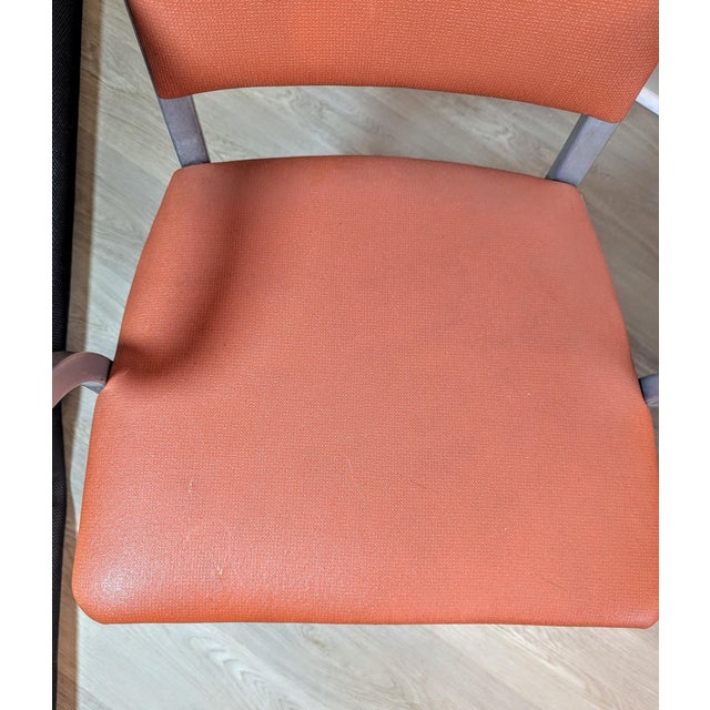 Mid-Century Goodform Aluminum & Terracotta Vinyl Arm Chairs - A Pair For Sale - Image 11 of 14
