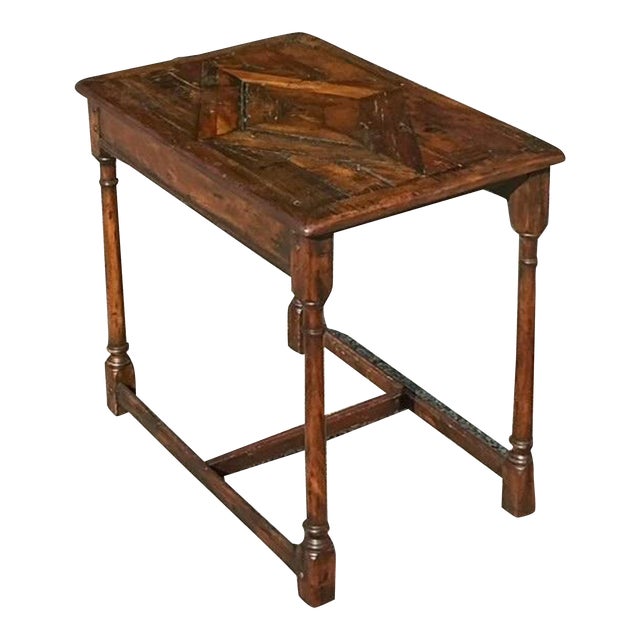 Vintage Boho Theodore Alexander “Castle Bromwitch” Reclaimed Wood Side Table For Sale