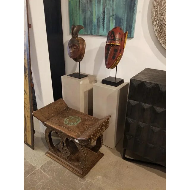 Minimalist Cement Resin Pedestal Stand For Sale - Image 4 of 4