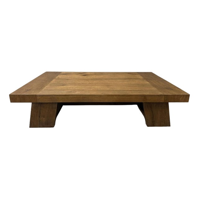 Restoration Hardware Davos Oak Rectangular Coffee Table For Sale
