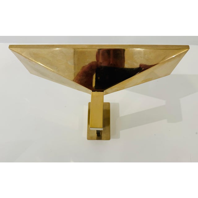 1980s Postmodern Pierre Disderot Verre Lumiere French Gold Wall Lamps - a Pair For Sale - Image 11 of 13