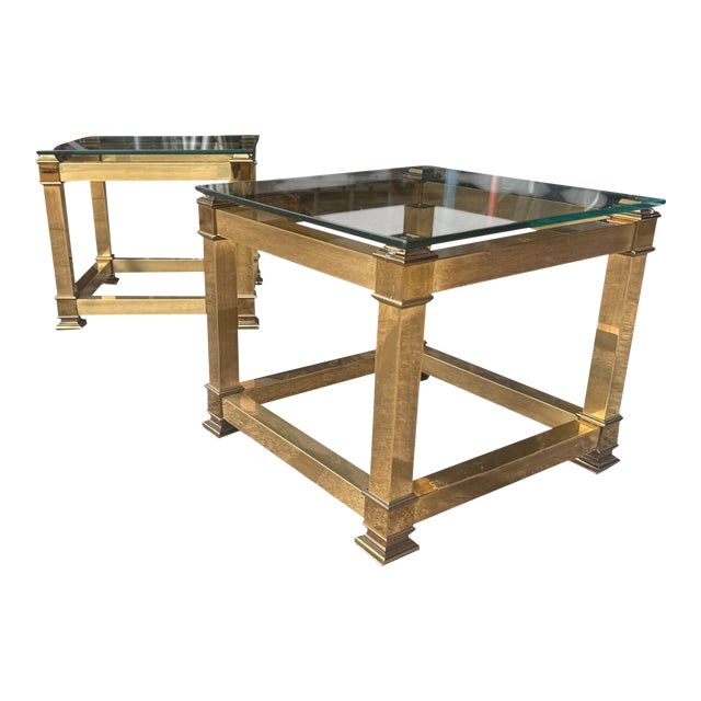 Vintage Mastercraft Brass & Glass Side Tables — Pair For Sale