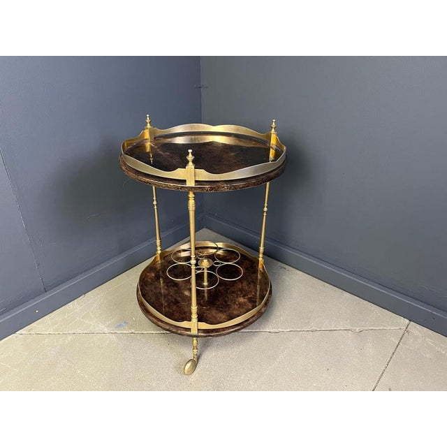 Italian Lacquered Goatskin Serving Bar Cart from Aldo Tura, 1960s For Sale - Image 11 of 12