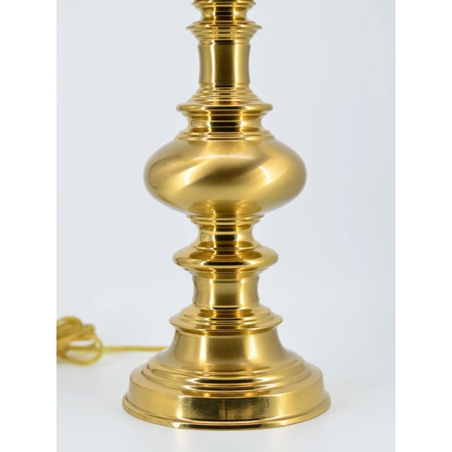 Early 21st Century Turned Finial Shape Solid Brass Table Lamp For Sale - Image 5 of 12