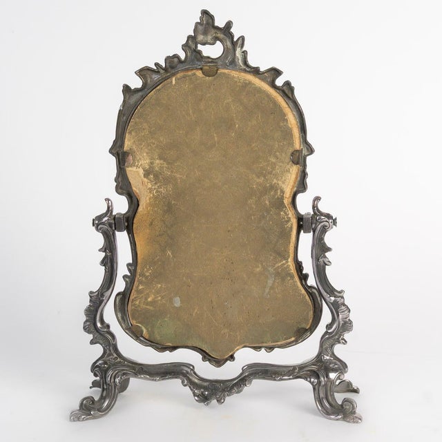 Napoleon III Silver-Plated Metal Table Mirror For Sale - Image 5 of 7