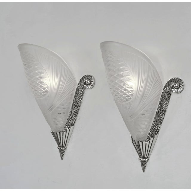 Art Deco 1930s French Art Deco Wall Sconces by Degue & Louis Vandamme France - a Pair For Sale - Image 3 of 13