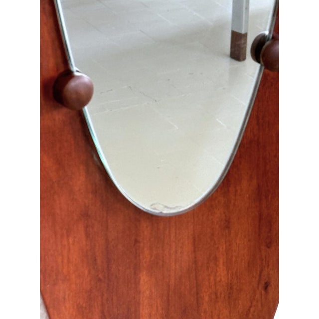 Italian Teak Bentwood Wall Mirror, 1950s For Sale - Image 10 of 13