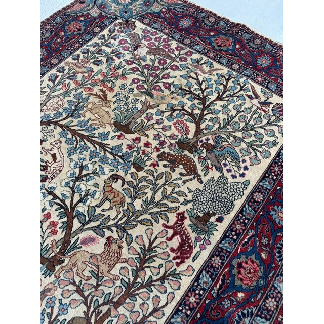 Textile Antique "Paradise Scene" Tabriz, Nature and Art Collide Rug 4.7 x 6.4 For Sale - Image 7 of 10