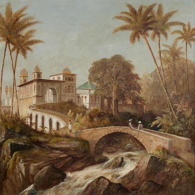 Gold Antique Orientalist India Landscape Oil Painting by Daniel C. Grose For Sale - Image 8 of 14