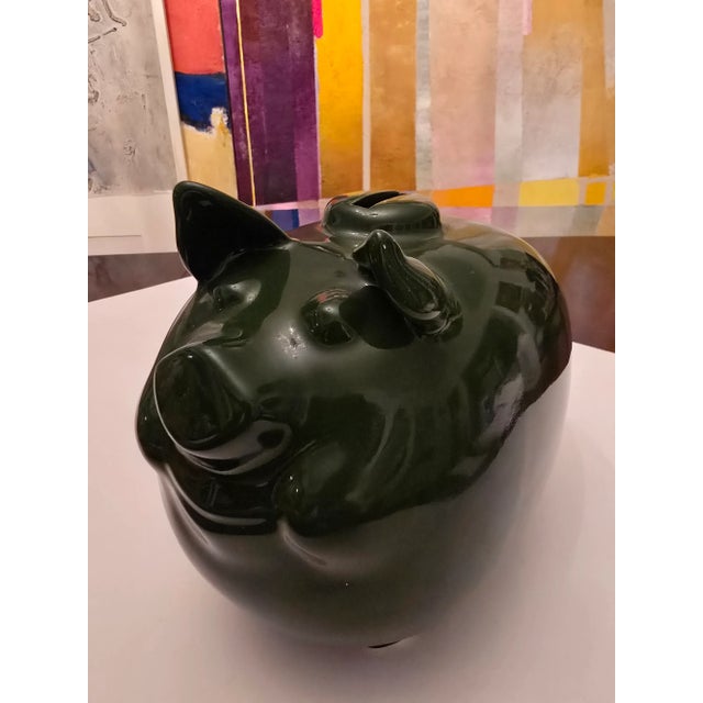 Vintage Mid Century Modern Jade Color Piggy Bank For Sale - Image 9 of 11