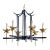 21st Century Large Bamboo Pagoda 6 Light Chandelier - Navy and Gold For Sale