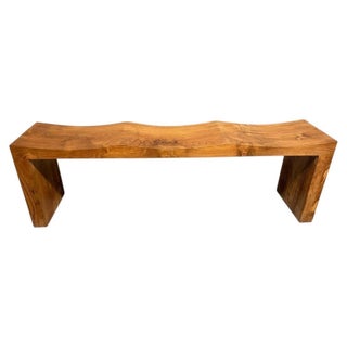 Andrianna Shamaris Modern Organic Teak Wood Wave Bench For Sale