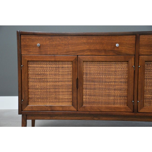 Refinished Walnut Mid Century Credenza by Jack Cartwright for Founders For Sale - Image 10 of 10