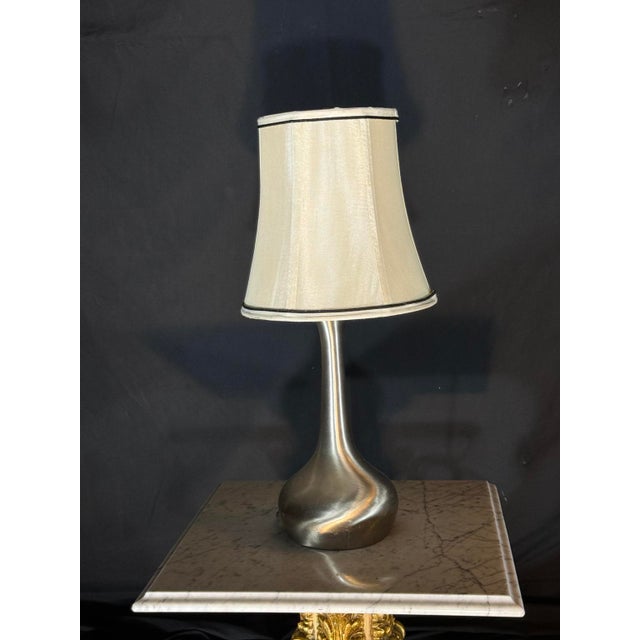 2000 - 2009 2000s Modern Silver Table Lamp With Cream Shade For Sale - Image 5 of 5