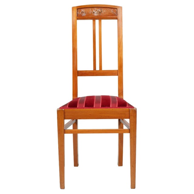 Antique Italian Art Nouveau Side Chairs with Ottoman, Set of 3 For Sale - Image 5 of 11